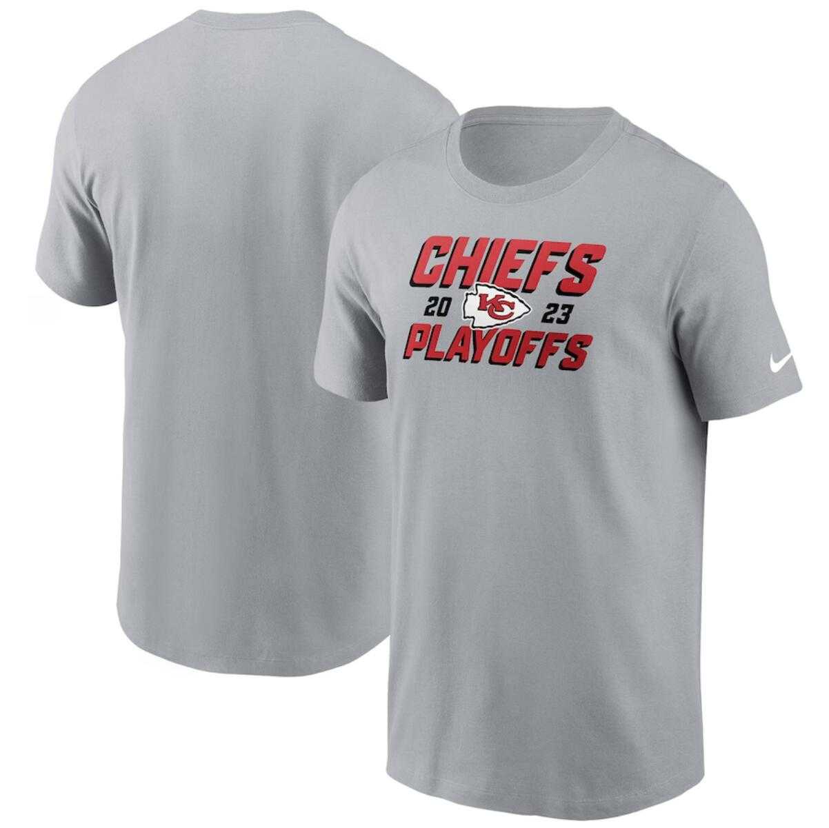 Men's Kansas City Chiefs Gray 2023 Playoffs Iconic T-Shirt,We sell and wholesale Men's Kansas City Chiefs Gray 2023 Playoffs Iconic T-Shirt on line form chian!